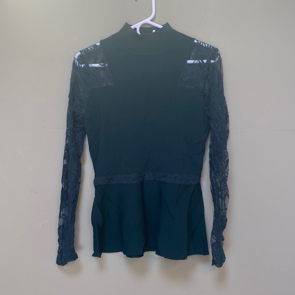 Green Sweater with Lace Sleeves